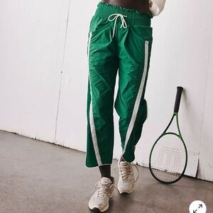 Free People Green and White Track Pants